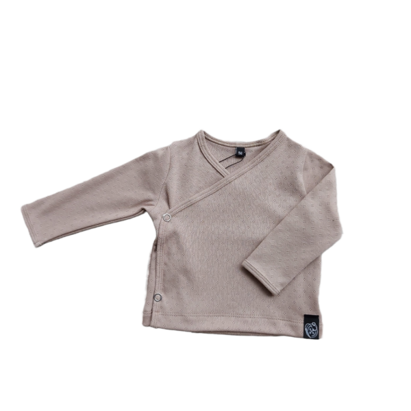 Pointelle overslagshirt beige