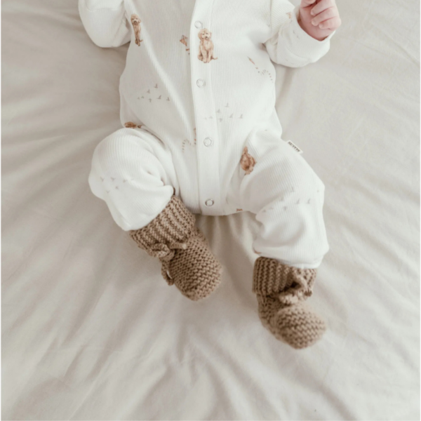 Softie baby | Merino wollen babyslofjes coffee 0-6 maanden