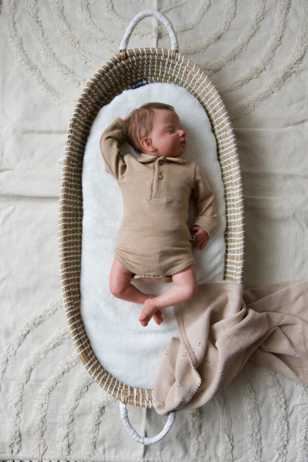 Klein baby | Polo romper rib beige
