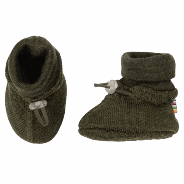 Joha | Merino wollen slofjes groen - dubbellaags