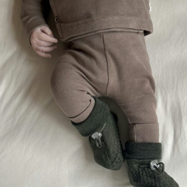 Joha | Merino wollen slofjes groen - dubbellaags