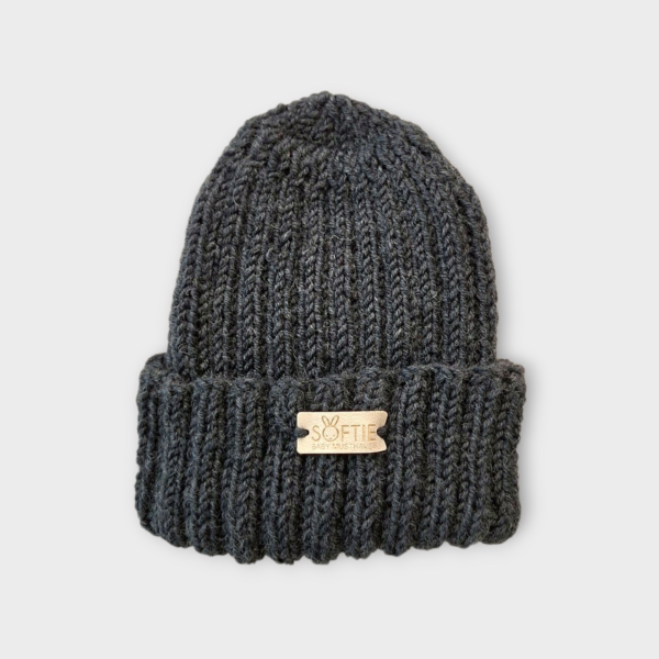 Softie | Beanie merino wol 0-6 maanden - Antraciet