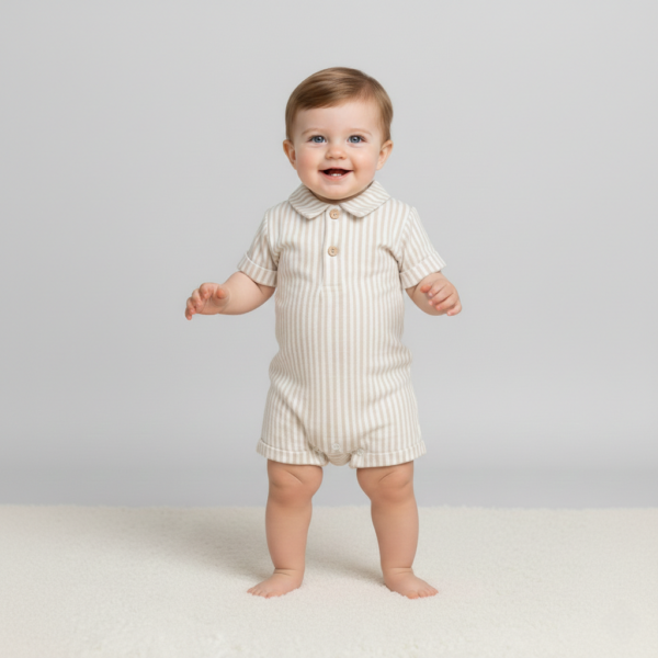 Klein Baby | Jumpsuit short beige streep