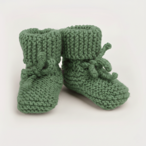 Softie | Merino wollen babyslofjes bosgroen 0-6 maanden