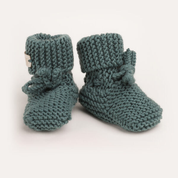 Softie | Merino wollen babyslofjes petrol 0-6 maanden