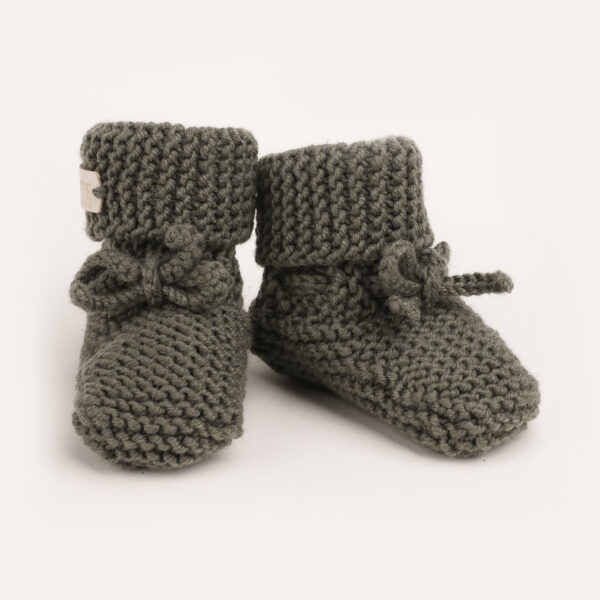 Softie | Merino wollen babyslofjes olive 0-6 maanden