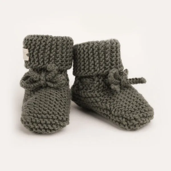 Softie | Merino wollen babyslofjes olive 0-6 maanden