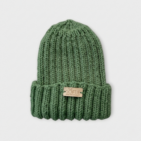 Softie | Beanie merino wol 0-6 maanden - Bosgroen