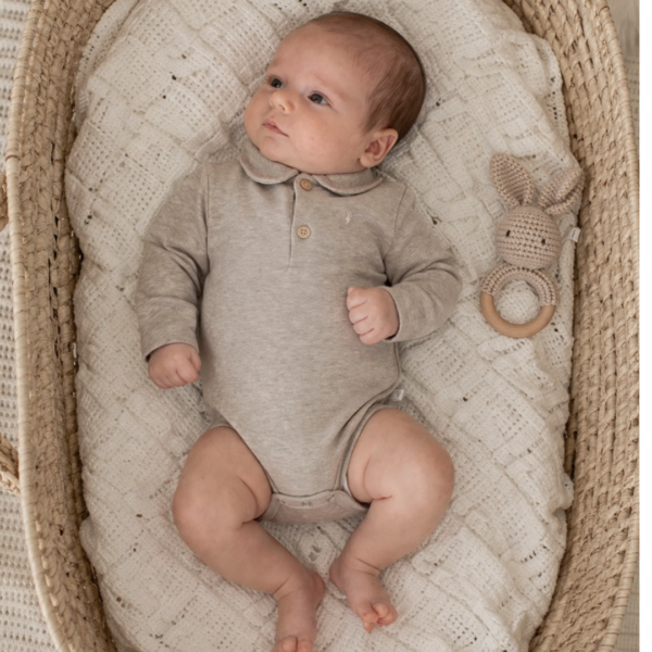 Klein Baby | Polo romper beige melange