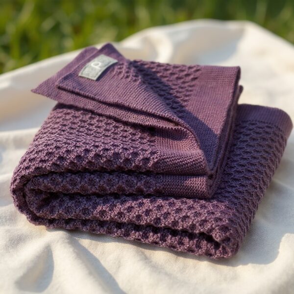 Disana | wollen baby deken honeycomb aubergine