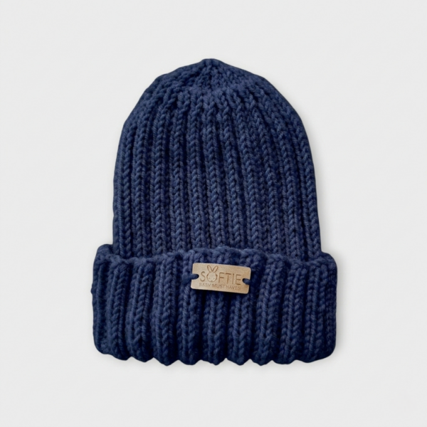 Softie | Beanie merino wol 0-6 maanden - Kobalt